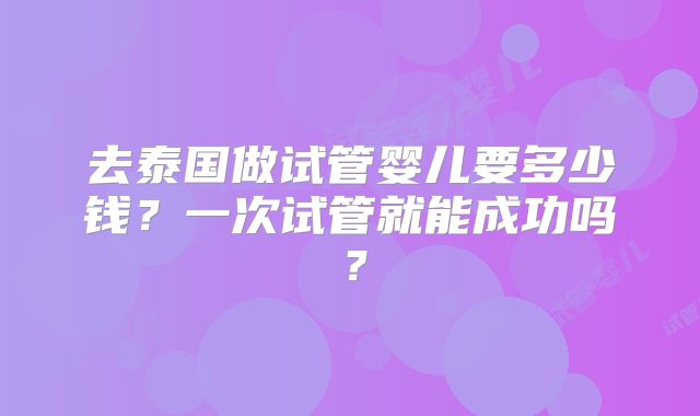 去泰国做试管婴儿要多少钱？一次试管就能成功吗？
