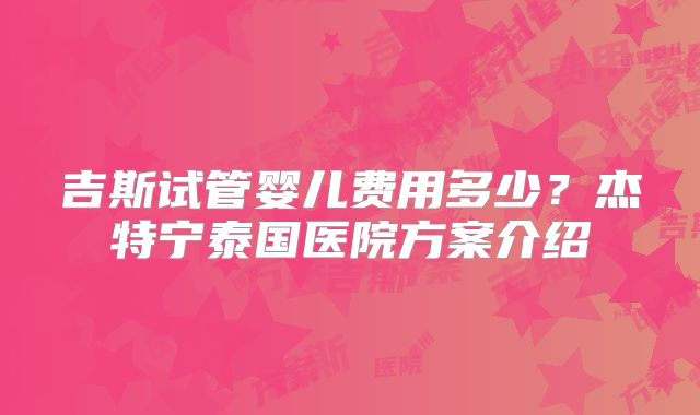 吉斯试管婴儿费用多少？杰特宁泰国医院方案介绍