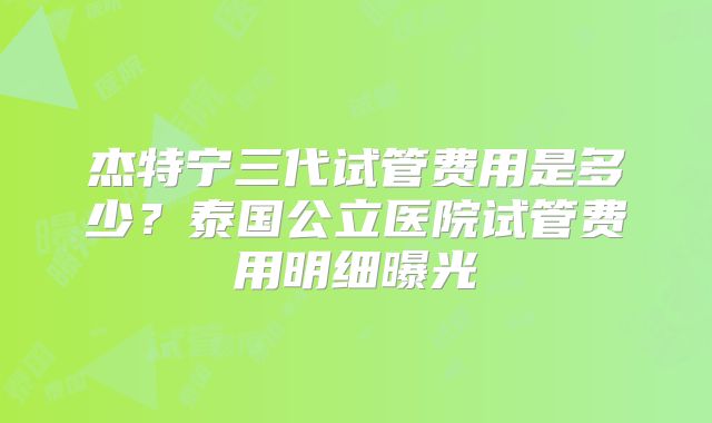 杰特宁三代试管费用是多少?泰国公立医院试管费用明细曝光
