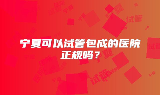 宁夏可以试管包成的医院正规吗？