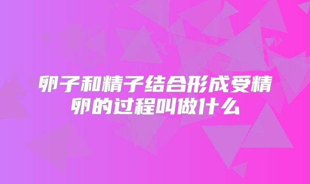 卵子和精子结合形成受精卵的过程叫做什么