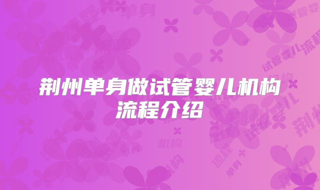 荆州单身做试管婴儿机构流程介绍