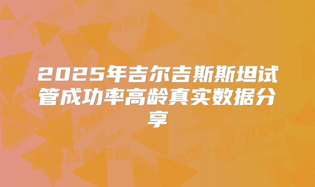 2025年吉尔吉斯斯坦试管成功率高龄真实数据分享