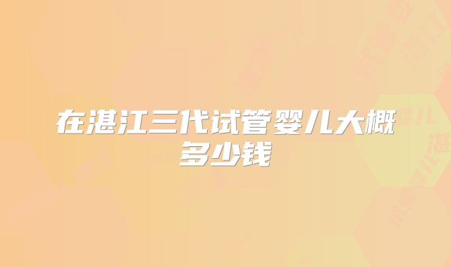 在湛江三代试管婴儿大概多少钱