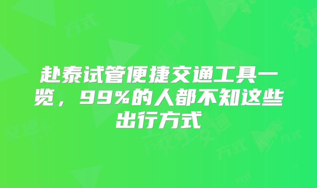 赴泰试管便捷交通工具一览，99%的人都不知这些出行方式