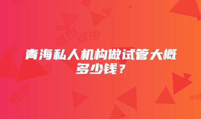 青海私人机构做试管大概多少钱?
