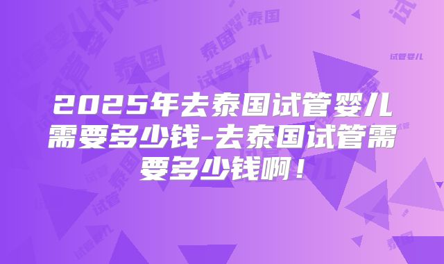 2025年去泰国试管婴儿需要多少钱-去泰国试管需要多少钱啊！