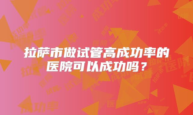 拉萨市做试管高成功率的医院可以成功吗？