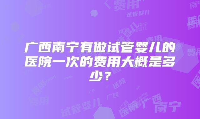 广西南宁有做试管婴儿的医院一次的费用大概是多少？