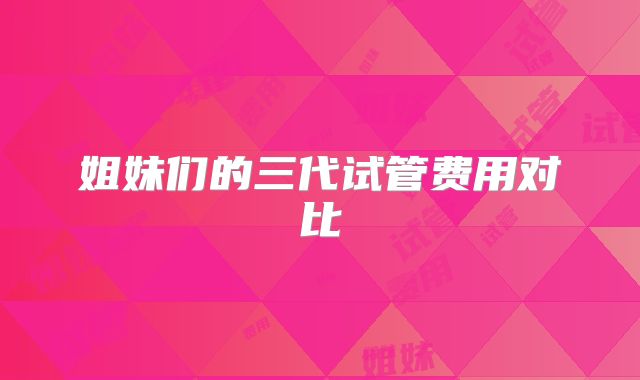 姐妹们的三代试管费用对比