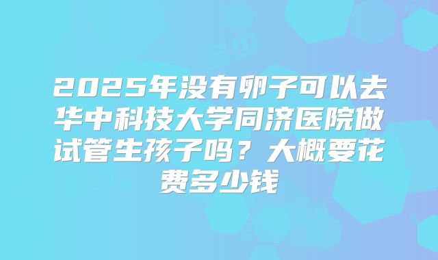 2025年没有卵子可以去华中科技大学同济医院做试管生孩子吗？大概要花费多少钱