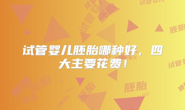 试管婴儿胚胎哪种好，四大主要花费！