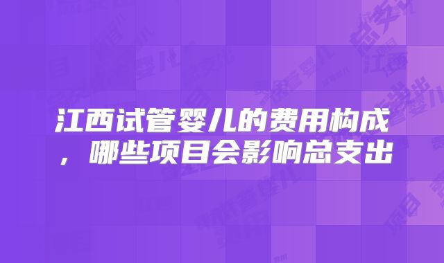 江西试管婴儿的费用构成,哪些项目会影响总支出