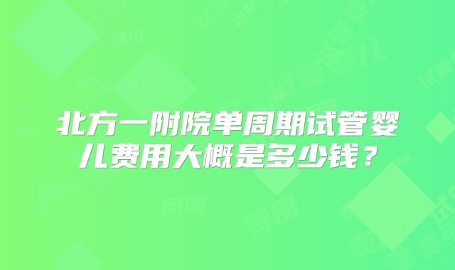 北方一附院单周期试管婴儿费用大概是多少钱？