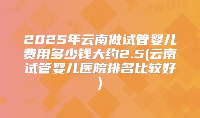 2025年云南做试管婴儿费用多少钱大约2.5(云南试管婴儿医院排名比较好)