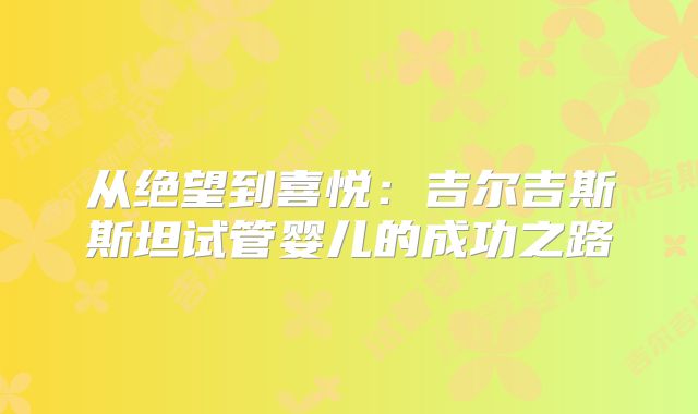 从绝望到喜悦：吉尔吉斯斯坦试管婴儿的成功之路