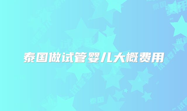 泰国做试管婴儿大概费用