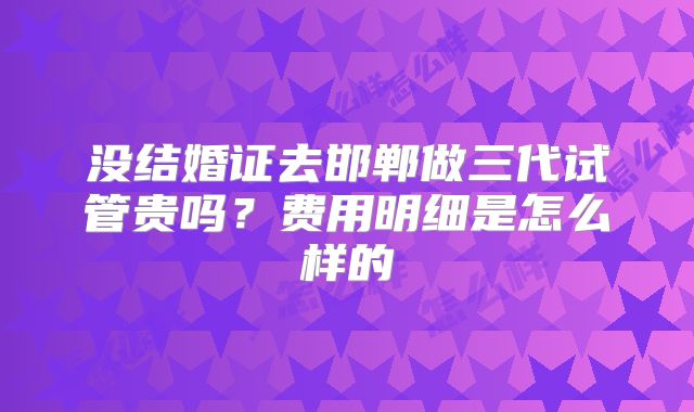 没结婚证去邯郸做三代试管贵吗？费用明细是怎么样的