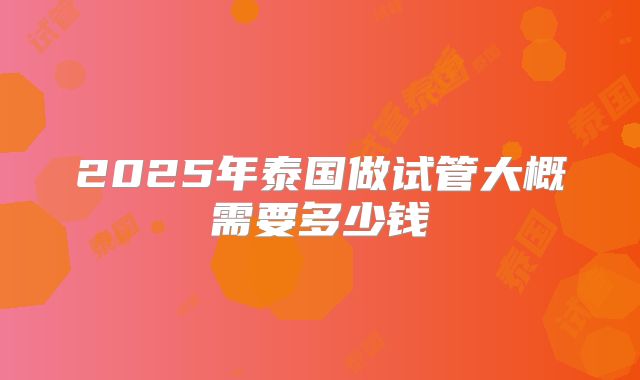2025年泰国做试管大概需要多少钱
