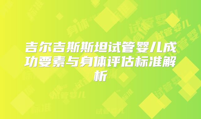 吉尔吉斯斯坦试管婴儿成功要素与身体评估标准解析