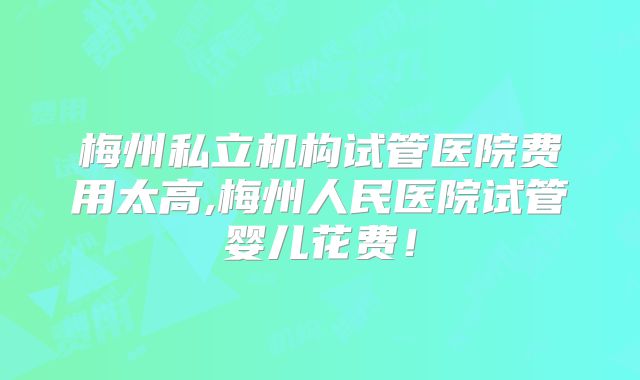 梅州私立机构试管医院费用太高,梅州人民医院试管婴儿花费！