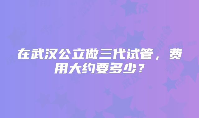 在武汉公立做三代试管,费用大约要多少?