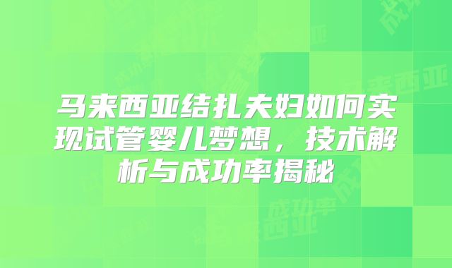 马来西亚结扎夫妇如何实现试管婴儿梦想，技术解析与成功率揭秘