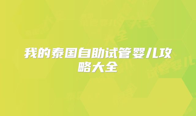我的泰国自助试管婴儿攻略大全