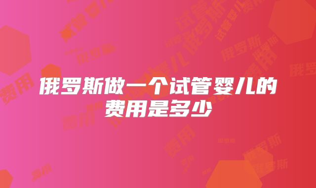 俄罗斯做一个试管婴儿的费用是多少