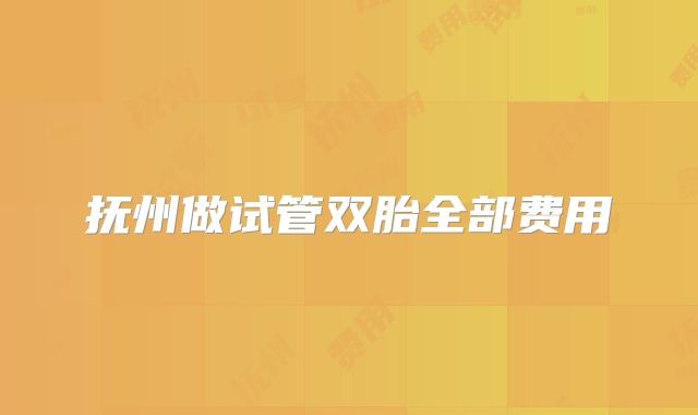 抚州做试管双胎全部费用