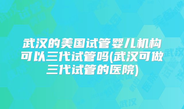 武汉的美国试管婴儿机构可以三代试管吗(武汉可做三代试管的医院)