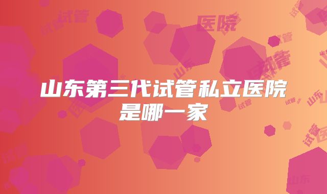 山东第三代试管私立医院是哪一家