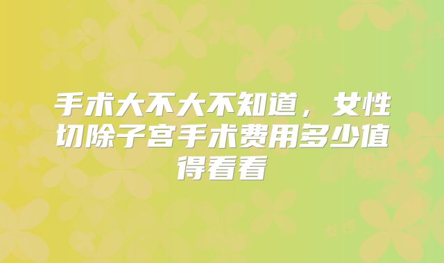 手术大不大不知道，女性切除子宫手术费用多少值得看看