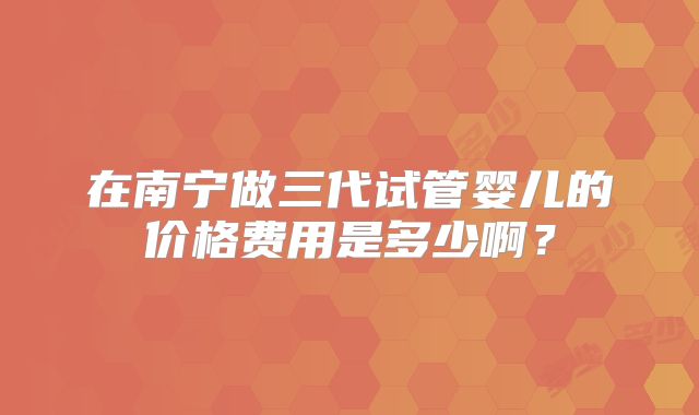 在南宁做三代试管婴儿的价格费用是多少啊？