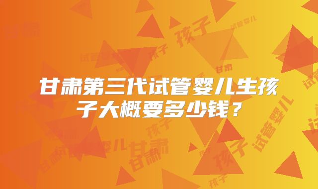 甘肃第三代试管婴儿生孩子大概要多少钱？