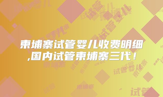 柬埔寨试管婴儿收费明细,国内试管柬埔寨三代!