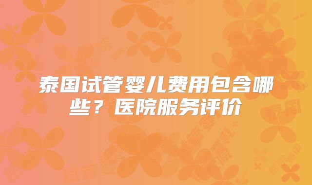 泰国试管婴儿费用包含哪些?医院服务评价