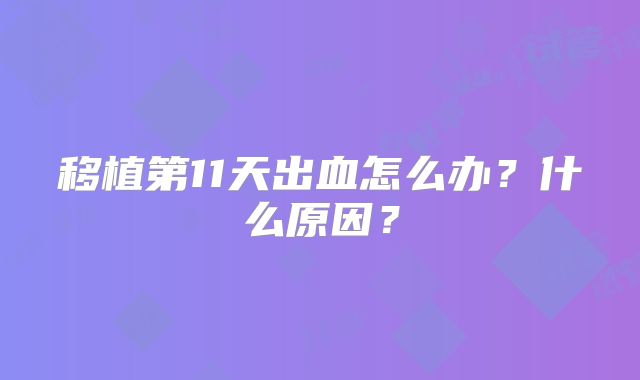 移植第11天出血怎么办？什么原因？