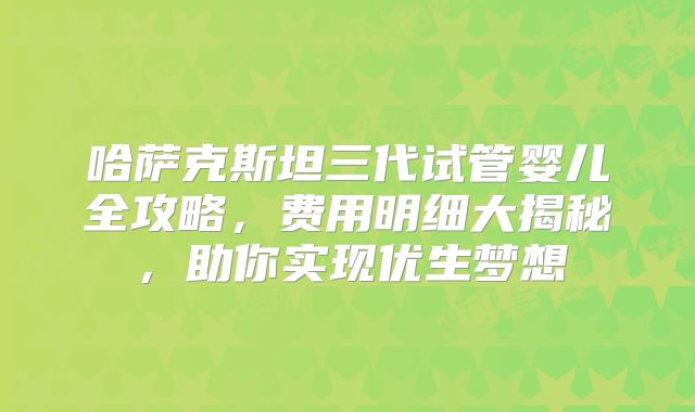 哈萨克斯坦三代试管婴儿全攻略，费用明细大揭秘，助你实现优生梦想