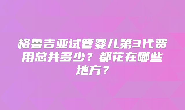 格鲁吉亚试管婴儿第3代费用总共多少?都花在哪些地方?