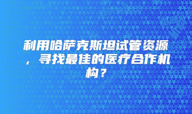 利用哈萨克斯坦试管资源，寻找最佳的医疗合作机构？