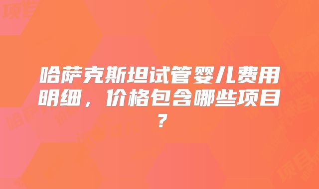哈萨克斯坦试管婴儿费用明细,价格包含哪些项目?