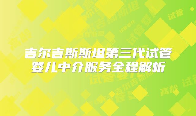 吉尔吉斯斯坦第三代试管婴儿中介服务全程解析
