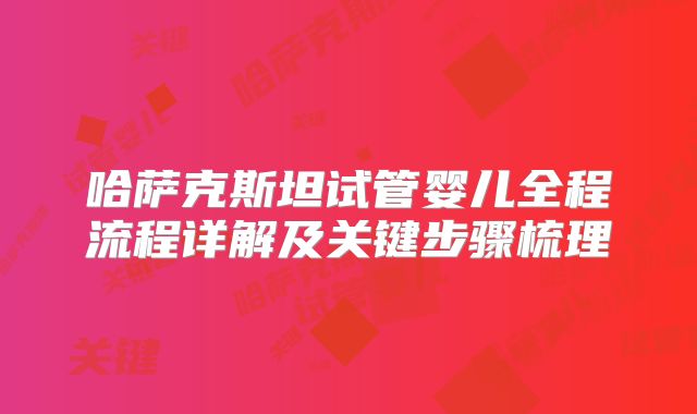 哈萨克斯坦试管婴儿全程流程详解及关键步骤梳理