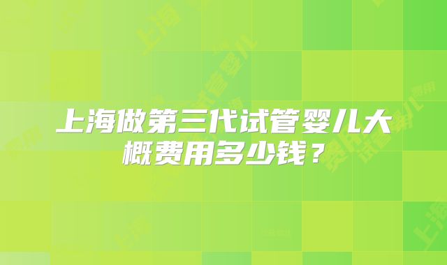 上海做第三代试管婴儿大概费用多少钱？