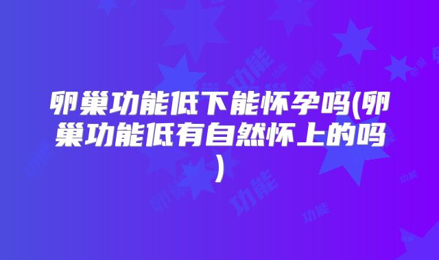 卵巢功能低下能怀孕吗(卵巢功能低有自然怀上的吗)