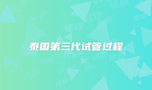 泰国第三代试管过程