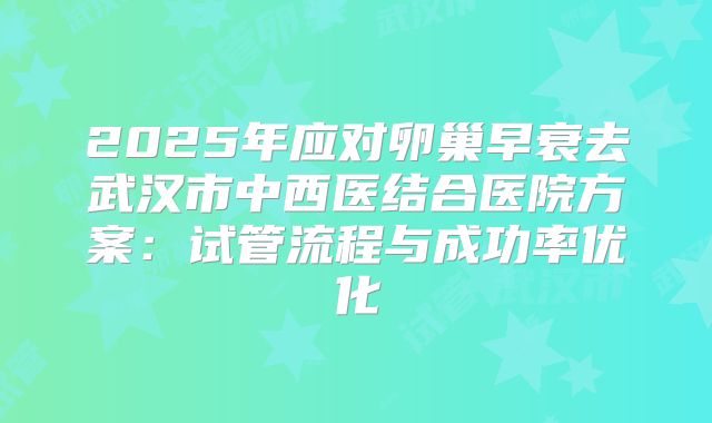 2025年应对卵巢早衰去武汉市中西医结合医院方案：试管流程与成功率优化