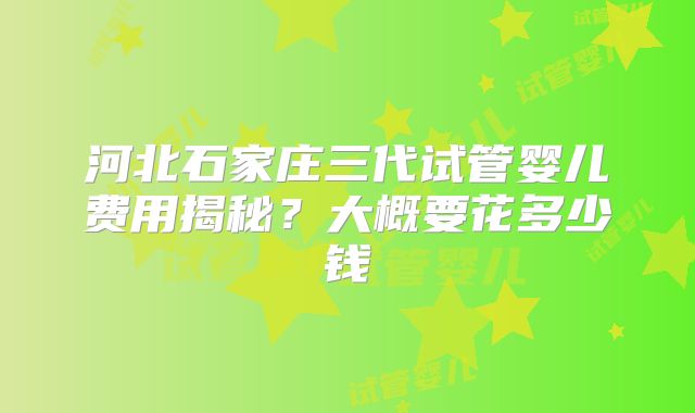 河北石家庄三代试管婴儿费用揭秘？大概要花多少钱