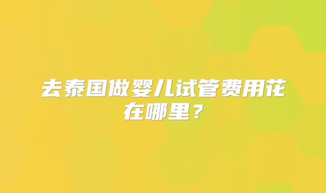 去泰国做婴儿试管费用花在哪里?